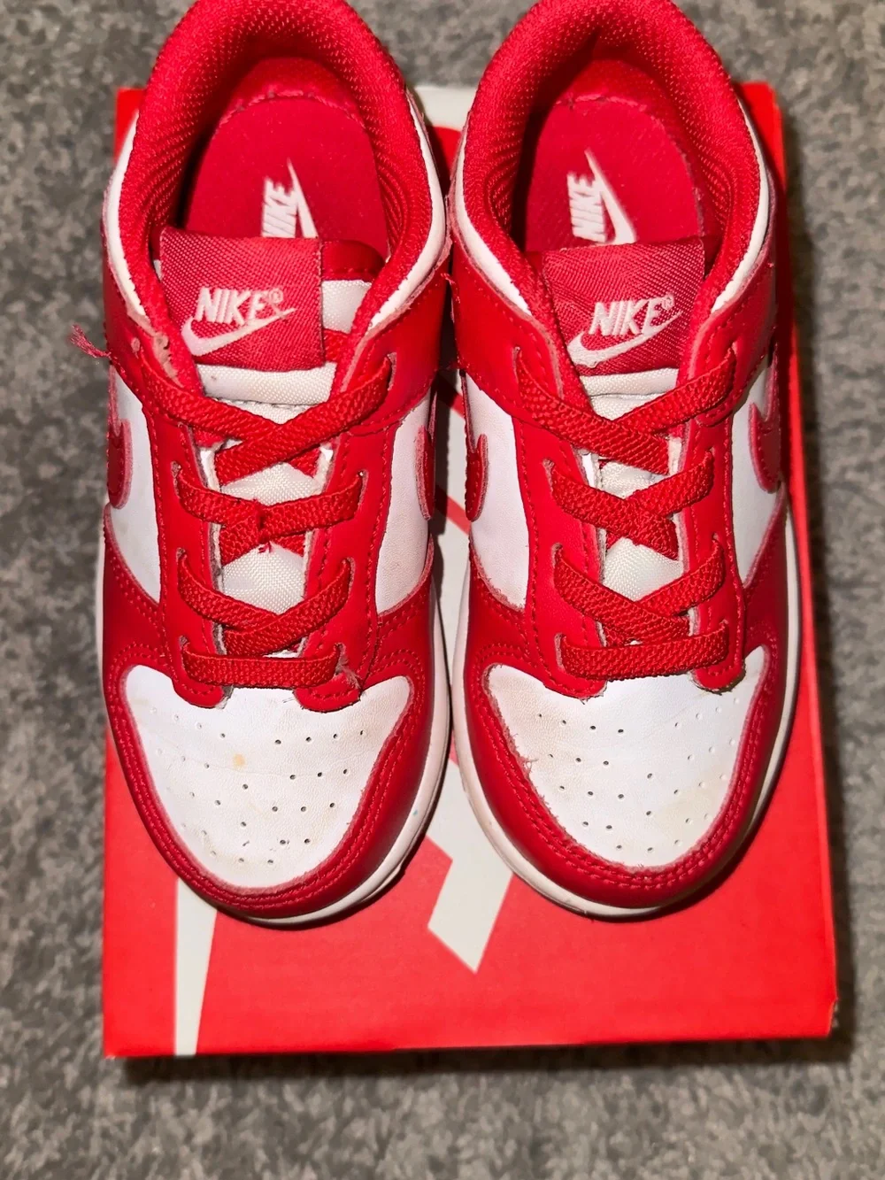Toddler Red and White Nike Dunk Low
